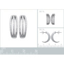 Boucles d'oreilles demi créoles 18 mm clous - Flore - argent 925 rhodié - zircon