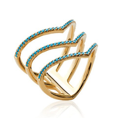 Bague plaqué or 750 5 microns et pierre de synthèse