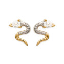 Boucles d'oreilles plaqué or 750 bicolore puces serpents oxyde de zirconium