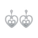 Boucles d'oreilles coeurs 23 mm pendantes - Sonia - argent 925 rhodié - zircons