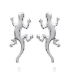Boucles d'oreilles 15 mm salamandre lezard - Kelly - argent massif 925 rhodié