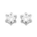 Puces d'oreilles 3 mm clous - Lucile - argent 925 rhodié - zircon transparent