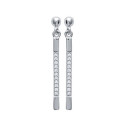 Boucles d'oreilles pendantes 30 mm - Marwa - argent 925 rhodié - barre zircons