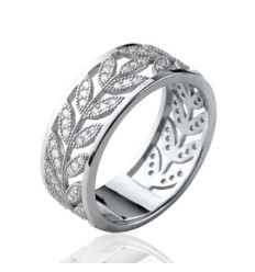Bague argent massif 925 rhodié et oxyde de zirconium
