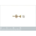 Boucles clous d'oreilles plaqué or oxyde de zirconium rond 6 griffes 4 mm