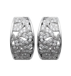 Boucles d'oreilles demi creoles 18 mm - Ellie - argent 925 rhodié - zirconium