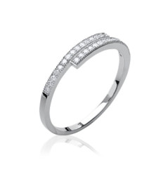 Bague argent massif 925 rhodié et oxyde de zirconium micro serti