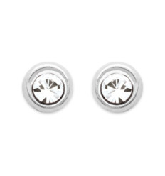 Boucles d'oreilles puces 3 mm - Naila - argent massif 925 - cristal transparent