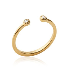 Bague plaqué or 750 5 microns et oxyde de zirconium