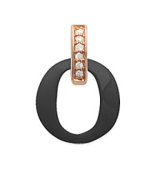 Pendentif plaqué or 750 3 microns rose oxyde de zirconium et céramique