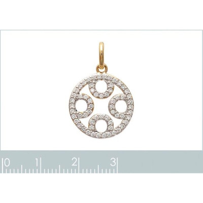 Pendentif plaqué or 750 3 microns bicolore et oxyde de zirconium