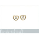 Boucles d'oreilles Plaqué Or 750 coeur puces Oxyde de Zirconium 8mm x 7mm