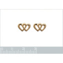 Boucles d'oreilles plaqué or 750 puces d'oreille double coeur 11mm x 7mm