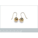 Boucles d'oreilles femme plaqué or 750 boules pendantes crochets 26mm x 12mm