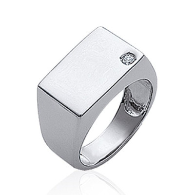 Bague argent massif 925 rhodié et oxyde de zirconium