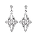 Boucles d'oreilles pendantes 30 mm clous - Nadia - argent 925 rhodié - zirconium