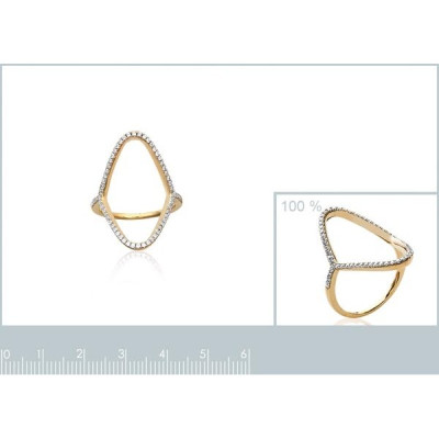 Bague plaqué or 750 5 microns bicolore et oxyde de zirconium micro serti