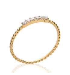 Bague plaqué or 750 5 microns bicolore et oxyde de zirconium