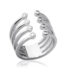 Bague argent massif 925 rhodié et oxyde de zirconium