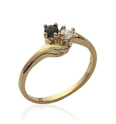 Bague plaqué or 750 5 microns oxyde de zirconium et pierre véritable