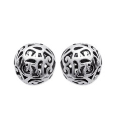 Boucles d'oreilles puces 9 mm boules ethniques - Eline - argent massif 925