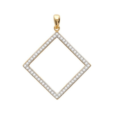 Pendentif plaqué or 750 3 microns bicolore et oxyde de zirconium micro serti