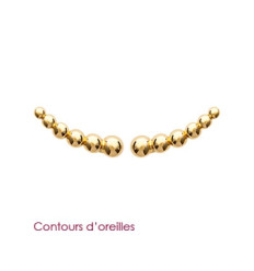 Boucles contour d'oreilles plaqué or 750 petites boules alignées