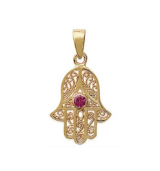 Pendentif plaqué or 750 3 microns et pierre de synthèse