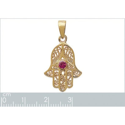 Pendentif plaqué or 750 3 microns et pierre de synthèse