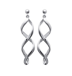 Boucles d'oreilles pendantes 45 mm clous - Joyce - argent massif 925 rhodié