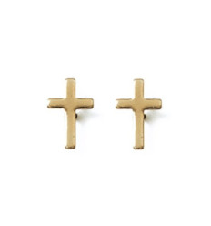 Boucles d'oreilles plaqué or 750 croix religieuse chrétienne catholique