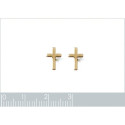 Boucles d'oreilles plaqué or puces croix religieuse 10mm x 6mm