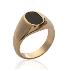 Bague plaqué or 750 5 microns imitation onyx