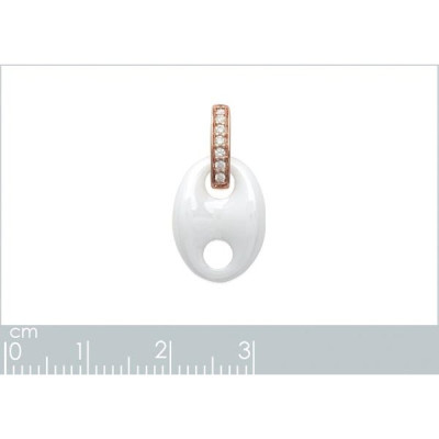 Pendentif plaqué or 750 3 microns rose oxyde de zirconium et céramique