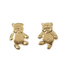 Boucles d'oreilles plaqué or 750 enfant puces ours ourson peluche