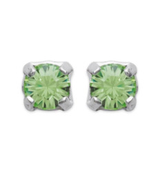 Boucles d'oreilles tige puces clous 3 mm - Lyna - argent massif - cristal vert