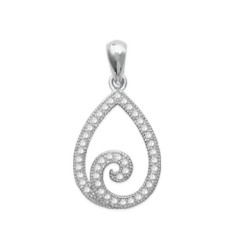 Pendentif argent massif 925 rhodié et oxyde de zirconium micro serti