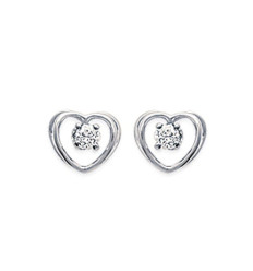 Boucles d'oreilles puces 7 mm coeurs - Elyne - argent 925 rhodié - zirconium