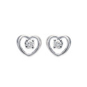 Boucles d'oreilles puces 7 mm coeurs - Elyne - argent 925 rhodié - zirconium