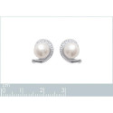Puces d'oreilles 9 mm - Lyana - argent 925 rhodié - zircons - imitation perles
