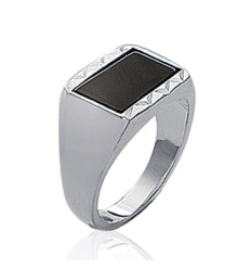 Bague argent massif 925 et imitation onyx