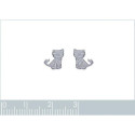 Boucles d'oreilles enfant puces petit chat tiges - Abby - argent rhodié - chaton