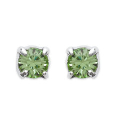 Boucles d'oreilles tige puces clous 2 mm - Julie - argent massif - cristal vert