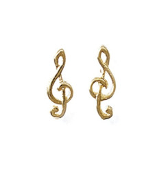 Boucles d'oreilles clé de sol plaqué or 750 puces femme enfant