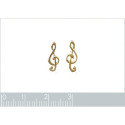 Boucles d'oreilles Clé de Sol puces Plaqué Or 750 jaune 13mm x 5mm