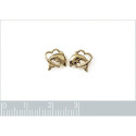 Boucles d'oreilles dauphin dans coeur puces Plaqué Or enfant 8 mm