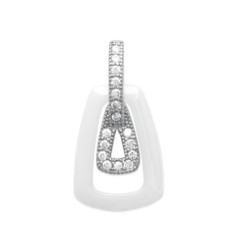 Pendentif argent massif 925 rhodié oxyde de zirconium et céramique