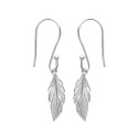 Boucles d'oreilles pendantes 38 mm dormeuses plume - Avril - argent 925 rhodié
