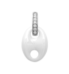 Pendentif argent massif 925 rhodié oxyde de zirconium et céramique