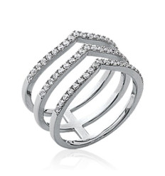 Bague argent massif 925 rhodié et oxyde de zirconium micro serti